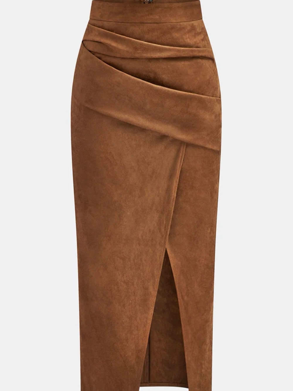 NWT Commense Rust Brown Draped Pencil Skirt Size Large